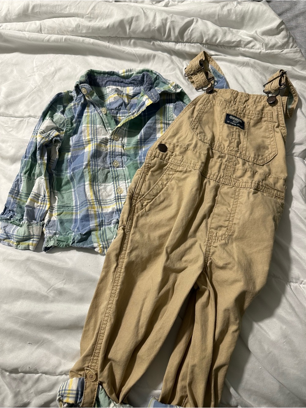 OshKosh B'gosh Tan Kids Overalls - Classic Beige Cargo Overalls